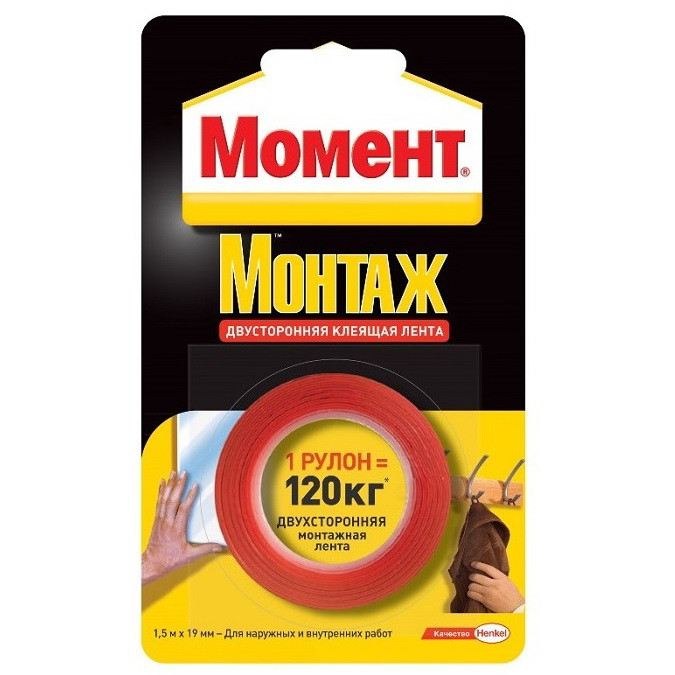 ЛЕНТА МОНТАЖНАЯ ДВУСТОРОН МОМЕНТ 1,5М 120КГ