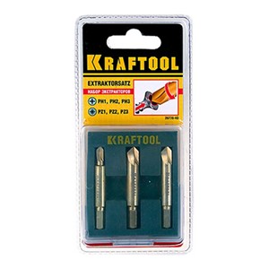 НАБОР ЭКСТРАКТОРОВ KRAFTOOL Д/ВЫКРУЧИВАНИЯ КРЕПЕЖА 3 ПРЕДМЕТА 26770-Н3***