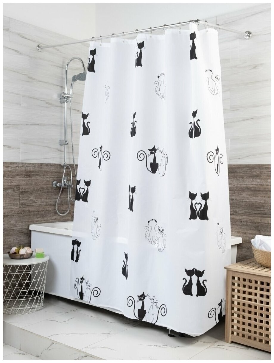 ШТОРА ДЛЯ ВАННОЙ MIRANDA 180Х200 BLAK CATS