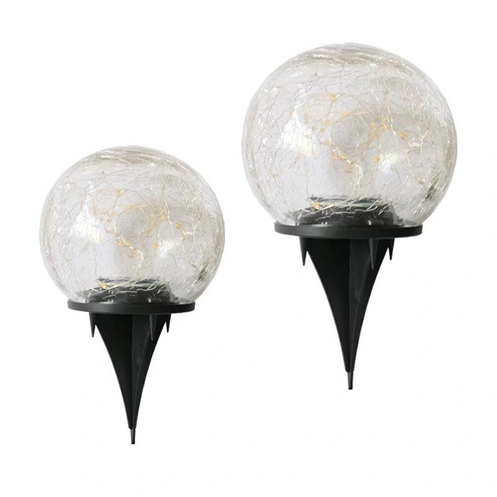 СВЕТИЛЬНИК САДОВЫЙ СТЕКЛ. ШАР  НА  СОЛНЕЧНОЙ БАТАРЕЕ