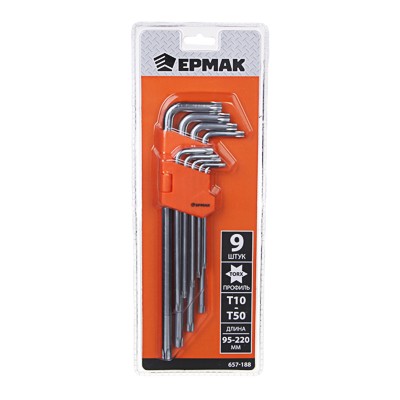 НАБОР КЛЮЧЕЙ TORX-ПРОФИЛЬ 9 ШТ ЕРМАК 657-188 95-220ММ