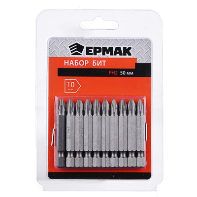 НАБОР БИТ 10ШТ РН2 50ММ ЕРМАК 657-033