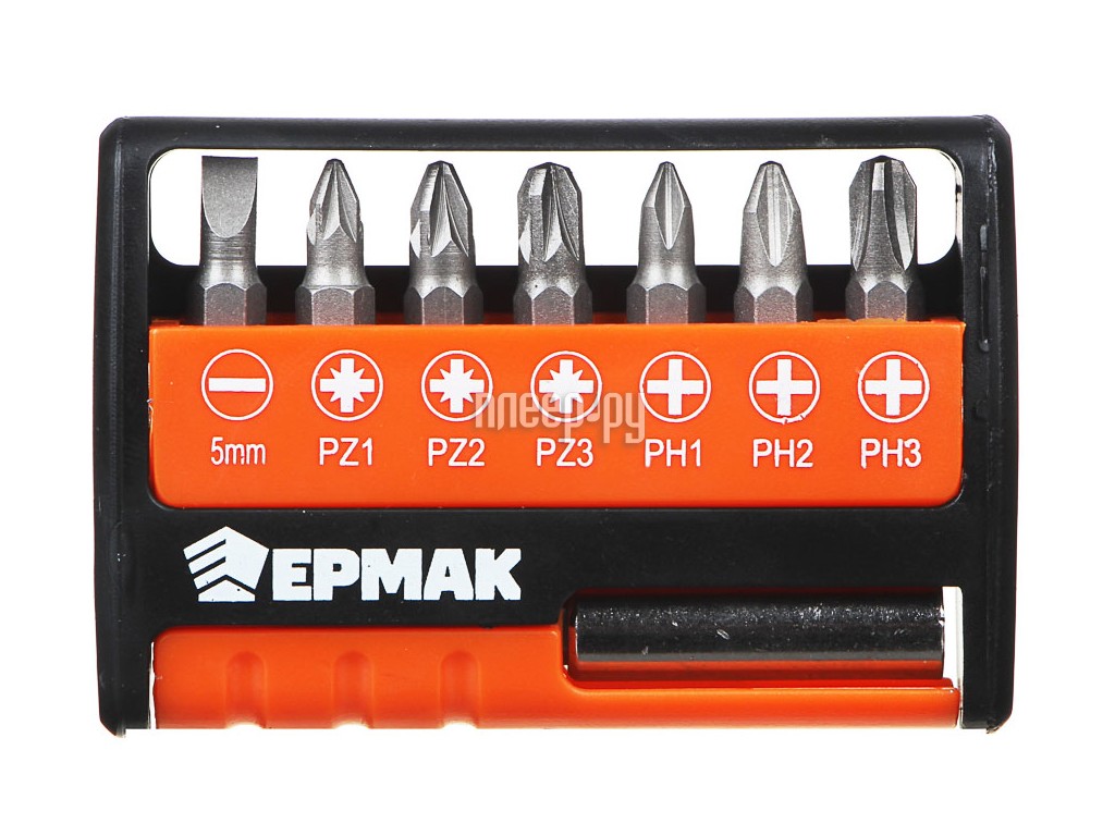 НАБОР БИТ ЕРМАК С МАГНИТНЫМ ДЕРЖ  (8ШТ) 601-047