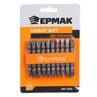 НАБОР БИТ ДВУСТОРОННИХ 10ПР ЕРМАК 65ММ 601-050