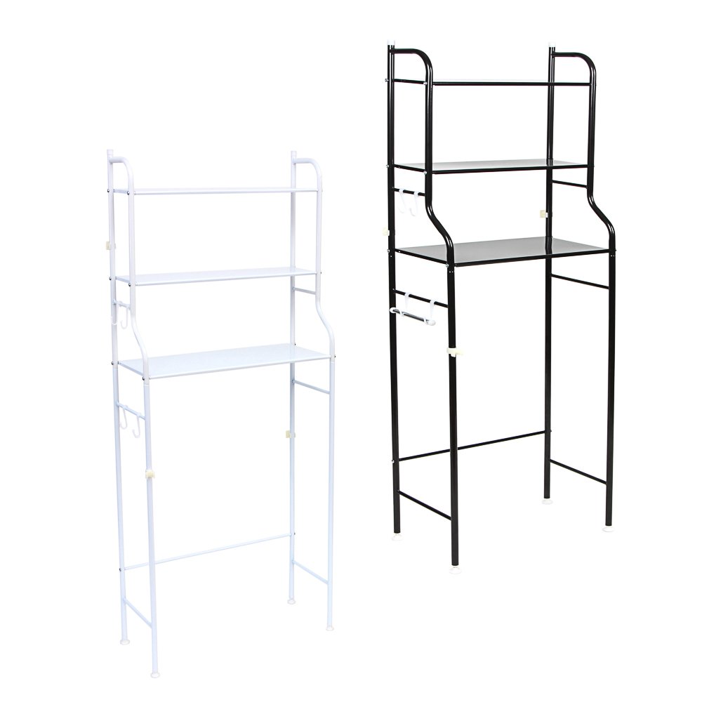 СТЕЛЛАЖ С ПОЛКАМИ НАД СТИР.МАШИНОЙ 65*28*152СМ  ЧЕРНЫЙ/БЕЛЫЙ