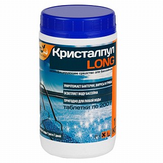 СРЕДСТВО ДЛЯ БАССЕЙНОВ ДЕЗИНФЕКЦИИ ВОДЫ В ТАБЛЕТКАХ 1КГ КРИСТАЛПУЛ LONG 030923