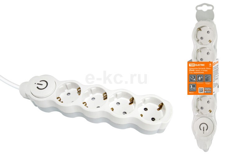 УДЛИНИТЕЛЬ  БЫТОВОЙ ЛЮКС 4ГН 7М С/З ПВС 3*1***