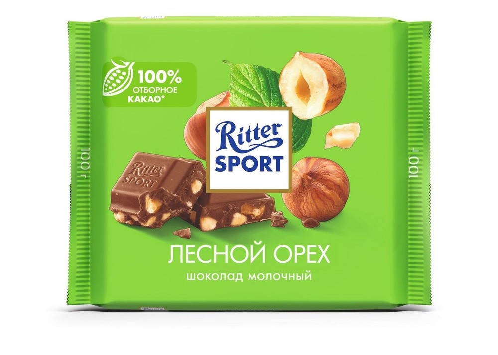Шоколад Ritter sport мол. обжаренный орех лещины 100г