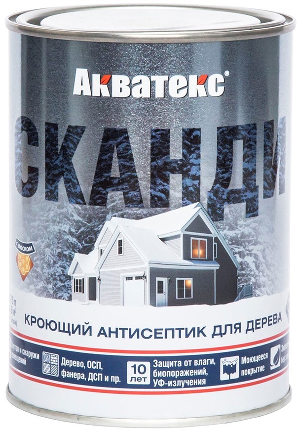 КРАСКА АНТИСЕПТИК АКВАТЕКС СКАНДИ 0,75Л ГРАФИТ