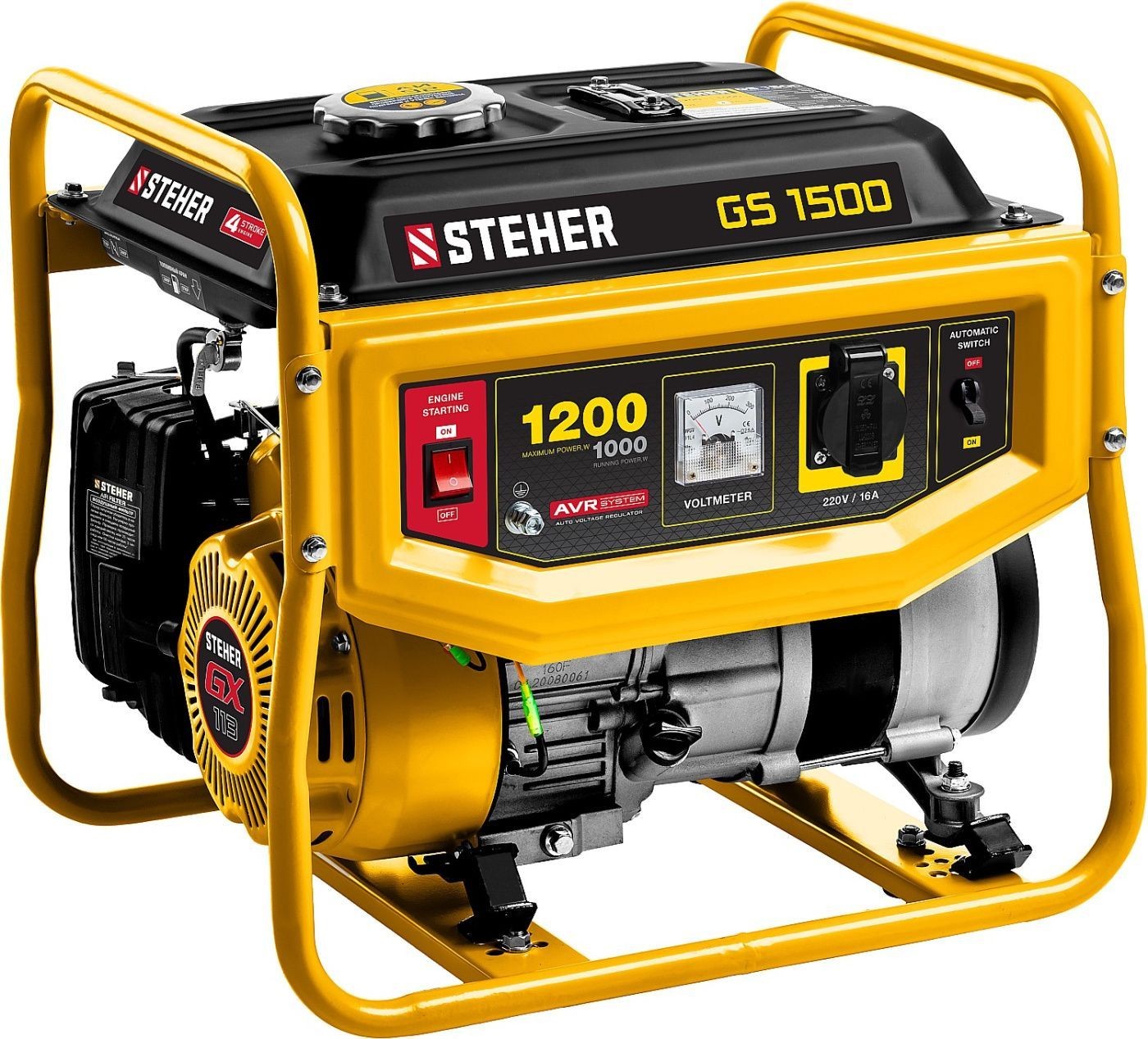 ГЕНЕРАТОР БЕНЗИНОВЫЙ 1200ВТ  STEHER GS-1500