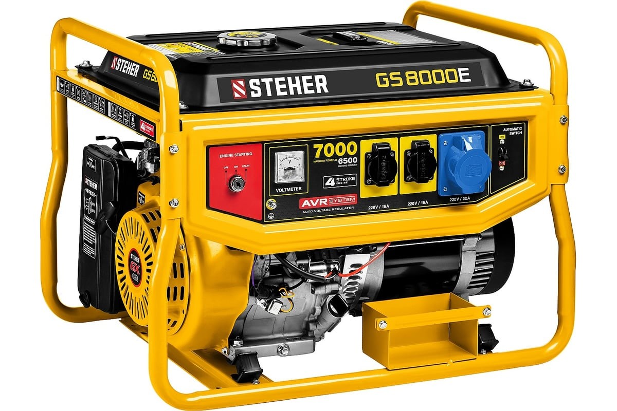 ГЕНЕРАТОР БЕНЗИНОВЫЙ 7000ВТ  STEHER GS-8000Е C ЭЛЕКТРОСТАРТЕРЕМ