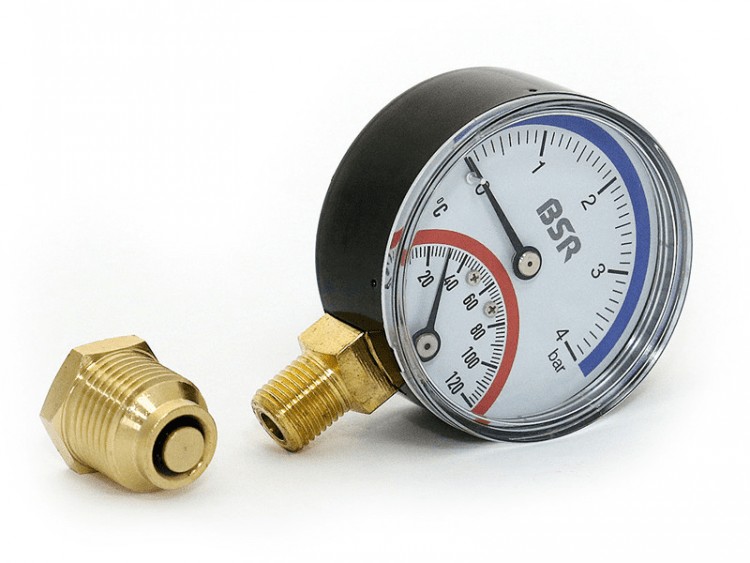 ТЕРМОМАНОМЕТР BSR 120 ГРАД/ЦЕЛ., 4 БАР, 1/2", D63, РАДИАЛЬНЫЙ