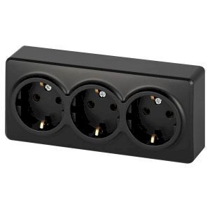 РОЗЕТКА ЭРА 11-2208-05 ТРОЙНАЯ   АНТРАЦИТ