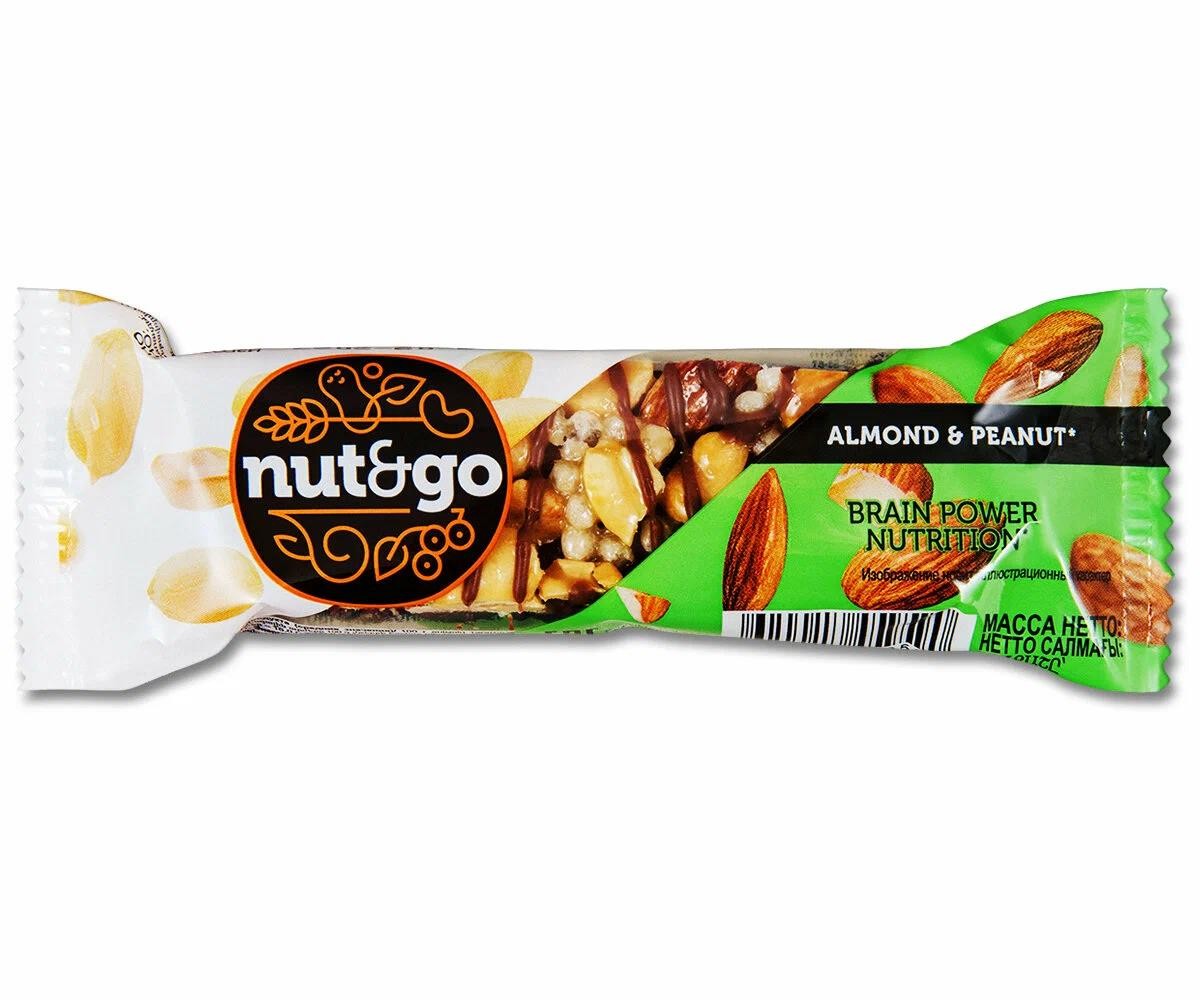 Батончик NAT&GO с миндалем и арахисом 36г