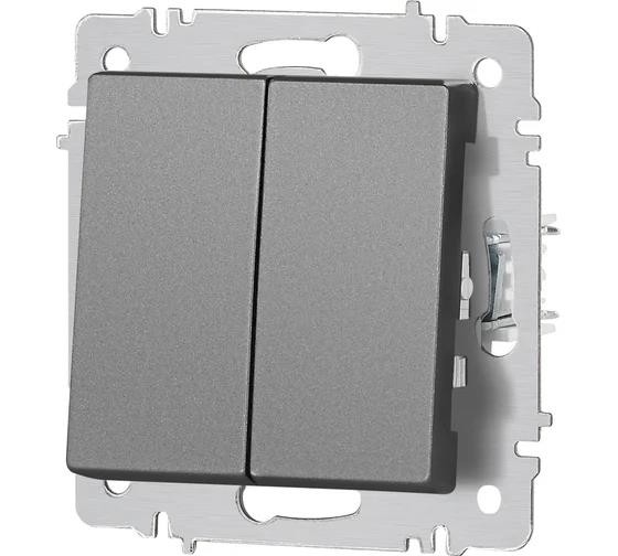 ПЕРЕКЛЮЧАТЕЛЬ INTRO ACCENT ДВОЙНОЙ 10А-250В IP20 СУ ГРАФИТ 6-107-07