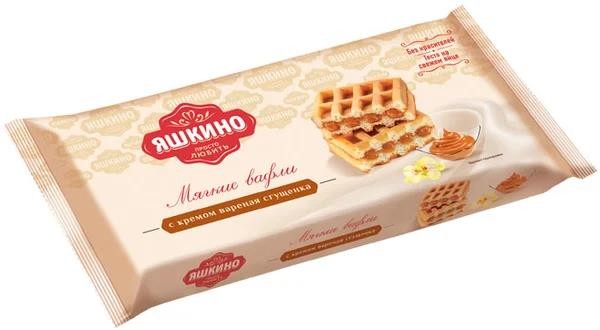 ВАФЛИ МЯГКИЕ ЯШКИНО С ВАРЕНОЙ СГУЩЕНКОЙ 120Г