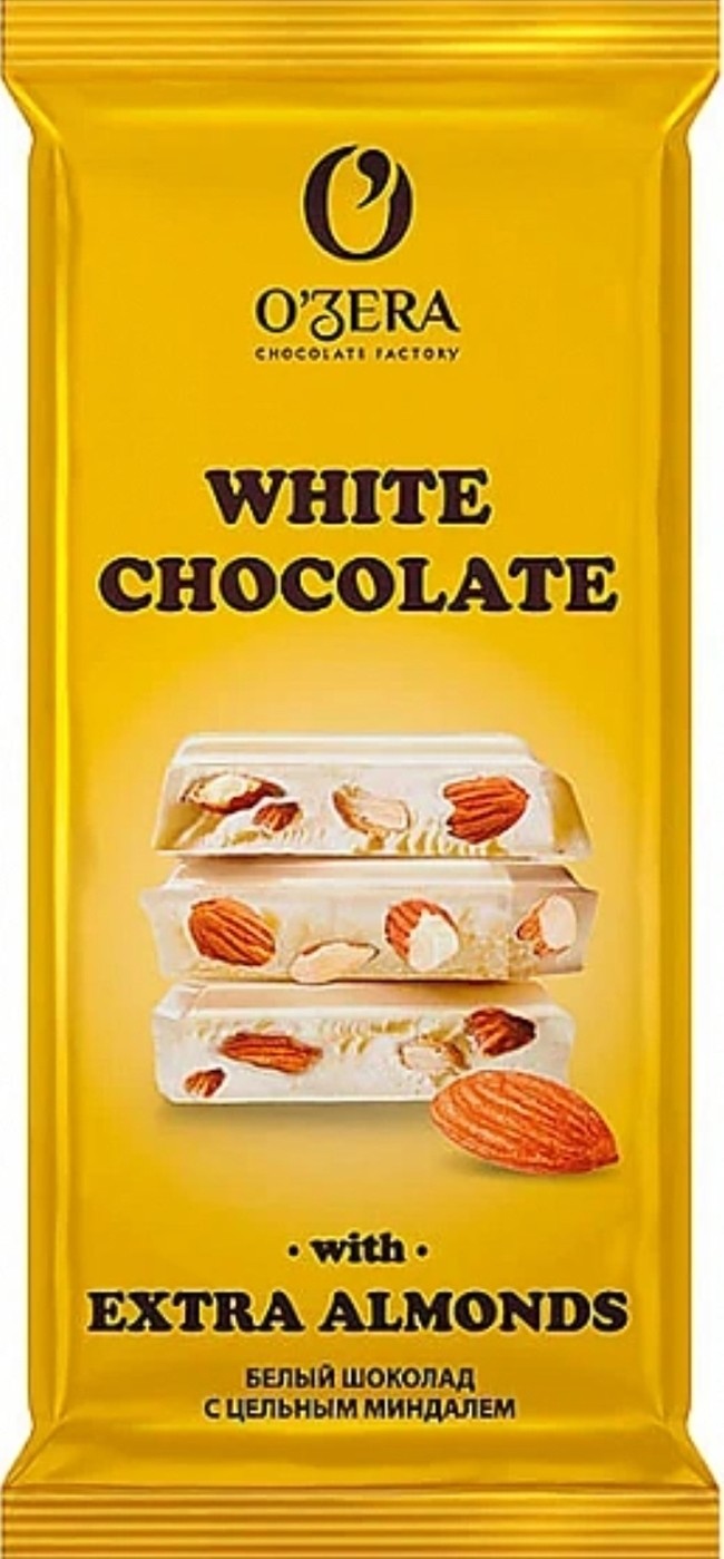ШОКОЛАД O Zera бел.цел.минд.White& Extra Almond 90г